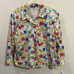 Vikki Vi Cocktail themed Shacket, Sz 1X, button up
